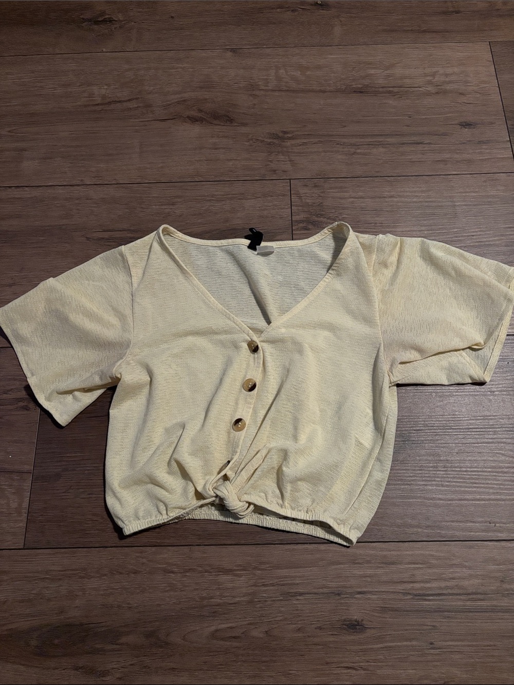 H&M Soft Yellow Flowy Cropped Blouse